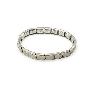GP Firenze Stainless Steel Link Bracelet Matte Silver Italian Charm Style